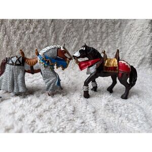 Papo Medieval Knight War Horse Figurines Set 2006 2007 Armored Barding Toys